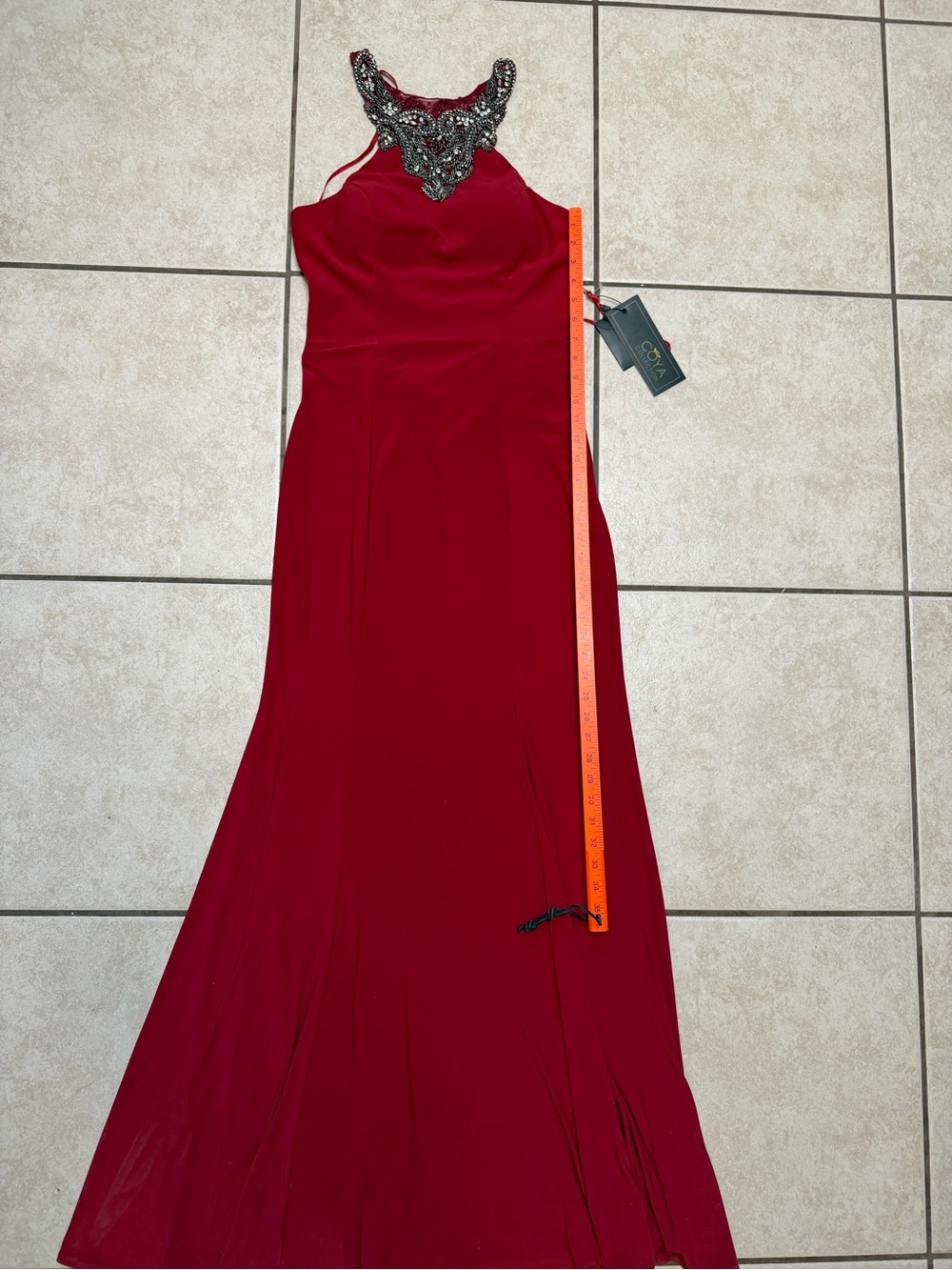 COYA Deep Red Beaded Gothic Gown NWT Vegas Mob Wife Formal Dress M - Picture 9 of 16